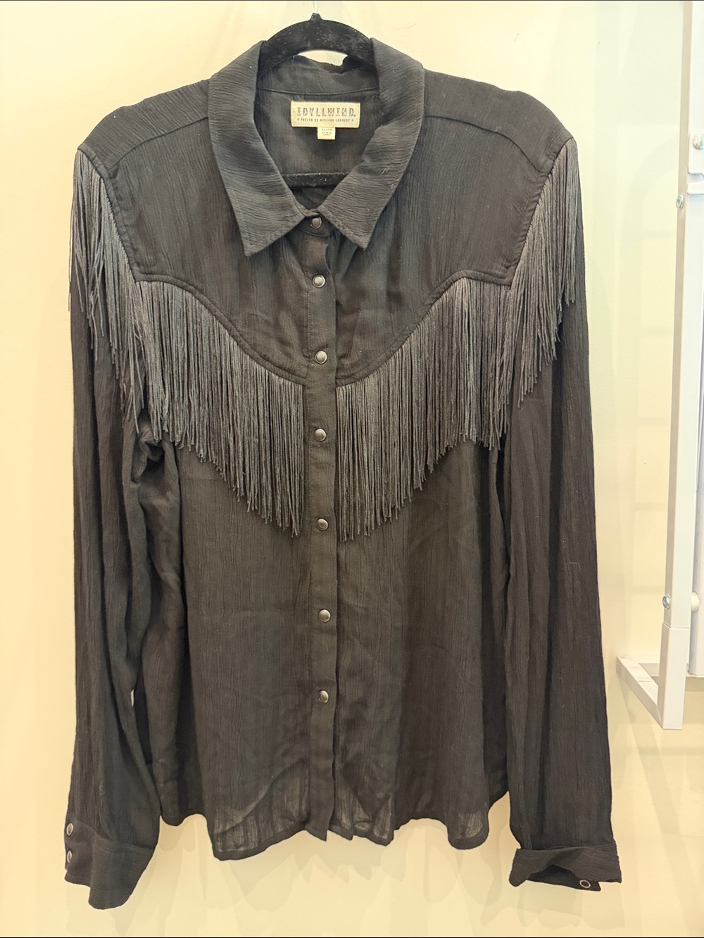 Idyllwind Black Fringe Button-Snap Shirt